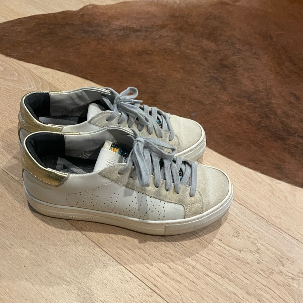 White and Gold Sneakers